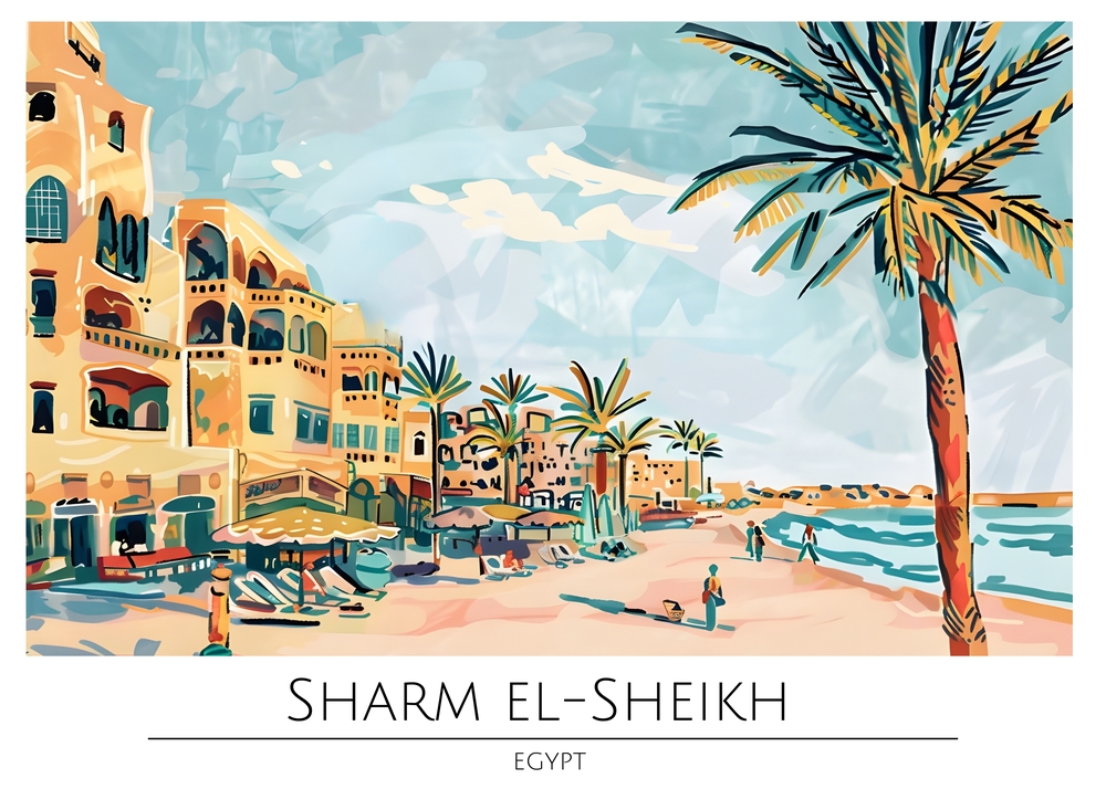 Vibrant Seaside Scene of Sharm El-Sheikh, Egypt premium reproduction