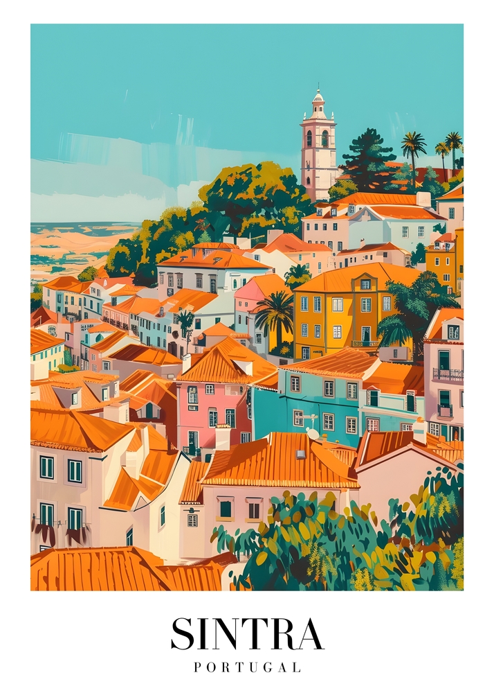 Colorful Charm of Sintra: A Portuguese Gem premium reproduction