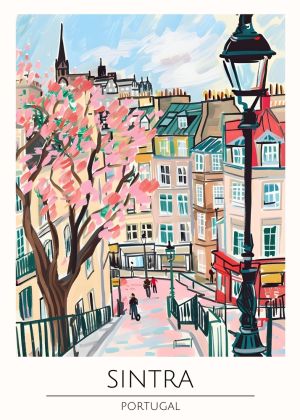 Charming Streets of Sintra, Portugal - A Vibrant Artistic Journey wall art