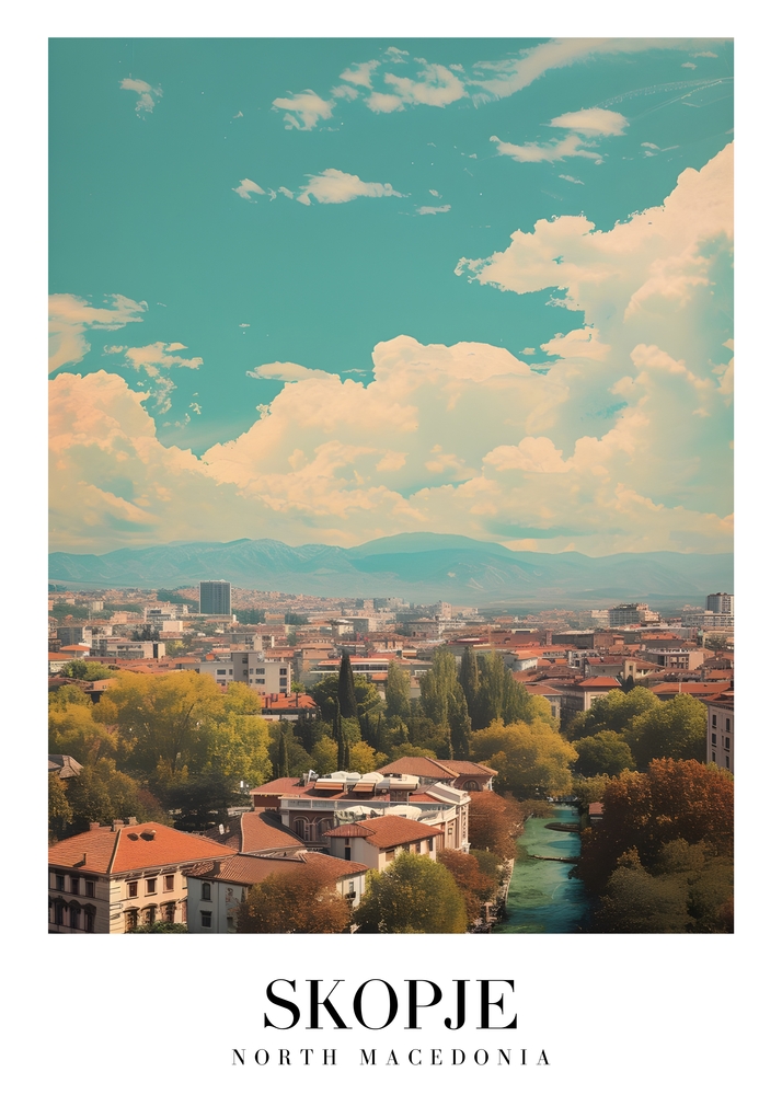 Vibrant Skopje: A Serene Cityscape premium reproduction
