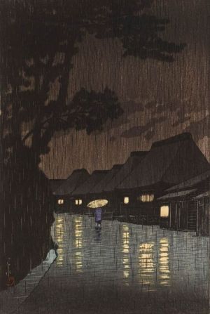 Kawase Hasui: Rain at Maekawa, 1932 wall art