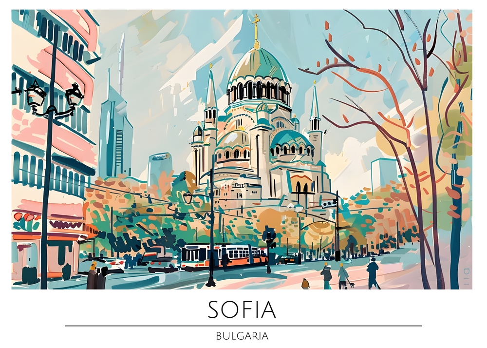 Vibrant Views of Sofia, Bulgaria premium reproduction