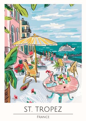 Sunlit Terrace in St Tropez wall art