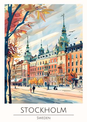 Autumn Charm in Stockholm, Sweden - A Captivating Cityscape wall art