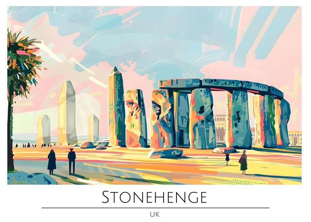 Vibrant Impressions of Stonehenge premium reproduction
