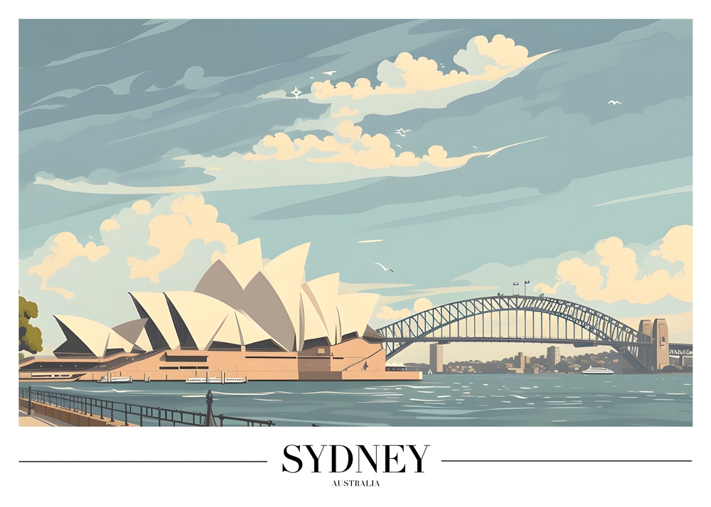 Iconic Sydney: Opera House and Harbour Bridge premium reproduction