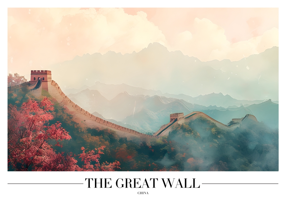Stunning Landscape of the Great Wall of China premium reproduction