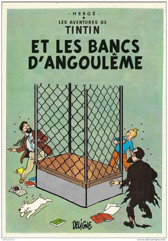 Tintin and the Benches of Angoulême premium reproduction