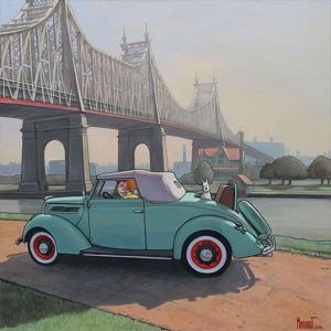 Tintin Under Queensboro Bridge by Xavier Marabout wall art