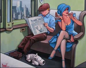 Tintin in Hopper's World by Xavier Marabout wall art