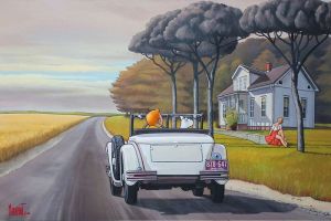 Tintin Meets Hopper's Country Girl by Xavier Marabout wall art