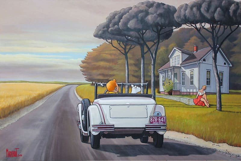 Tintin Meets Hopper's Country Girl by Xavier Marabout premium reproduction