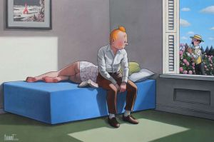 Tintin's Philosophical Journey with Professor Tournesol by Xavier Marabout wall art