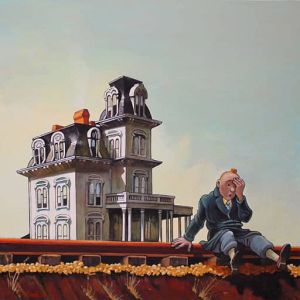 Tintin Meets Hopper: House Near The Railroad by Xavier Marabout wall art