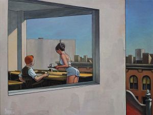 Tintin Hopper Office Corner by Xavier Marabout wall art