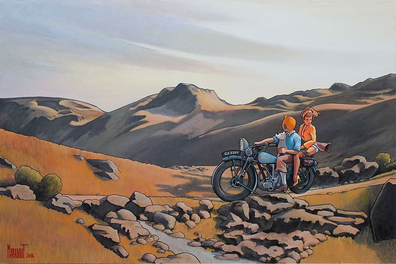 Tintin and Motorcycle Adventure by Xavier Marabout premium reproduction