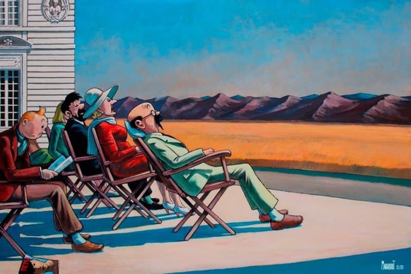 Tintin Hopper People In The Sun by Xavier Marabout premium reproduction