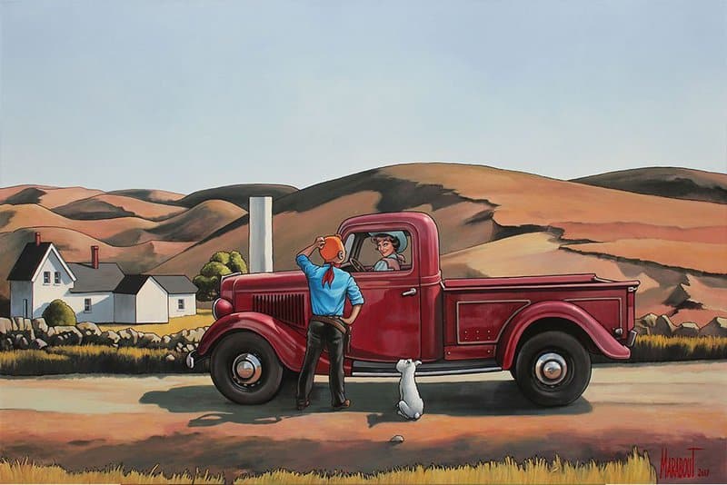 'Tintin Hopper Rencontre Sur Great Hill Road' by Xavier Marabout premium reproduction