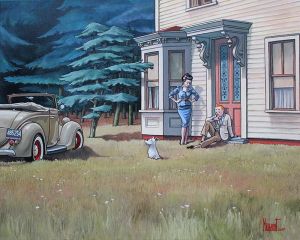Tintin Meets Hopper at Cape Cod by Xavier Marabout wall art