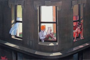 Tintin Hopper: A Night at the Window by Xavier Marabout wall art