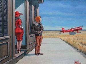Tintin and Hopper-Style Mystery by Xavier Marabout wall art
