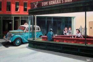 Tintin Nighthawks by Xavier Marabout wall art