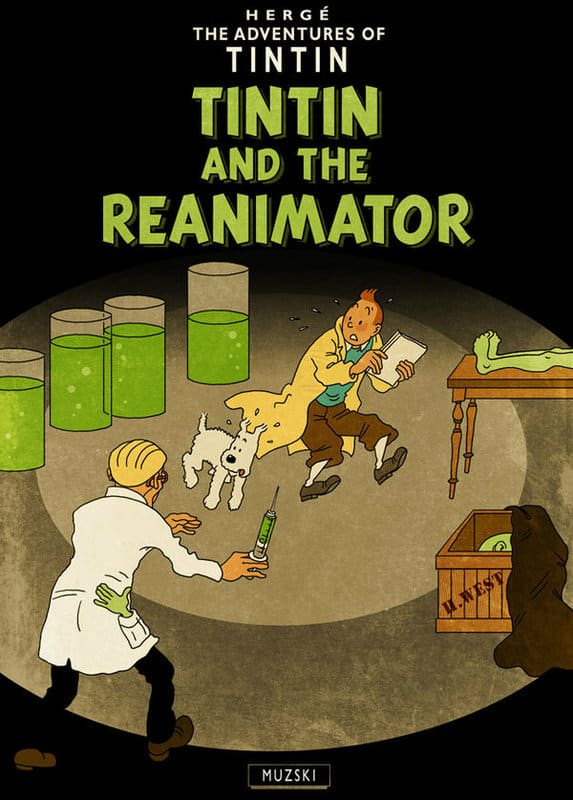 Tintin Meets the Reanimator: A Creative Crossover by Muzski premium reproduction