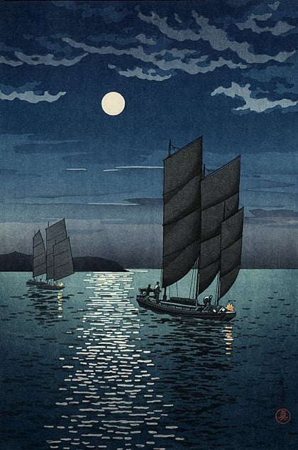 Tsuchiya Koitsu - Boats at Shinagawa, Tokyo Bay, c.1935 premium reproduction