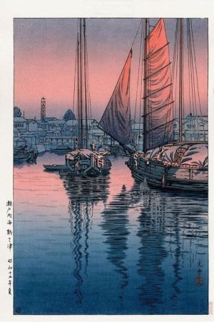 Tsuchiya Koitsu: Sunset at Tomonoura Bay, 1940 wall art