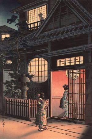 Tsuchiya Koitsu: Teahouse at Night wall art