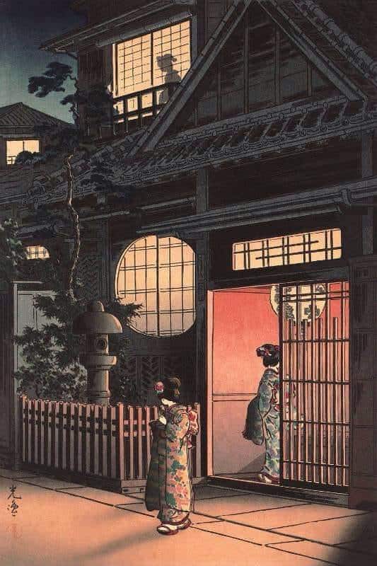 Tsuchiya Koitsu: Teahouse at Night premium reproduction