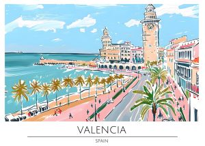 Scenic Harbor of Valencia, Spain wall art