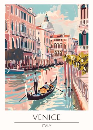 Venice Canal Scene - Charming Gondolas and Architecture wall art