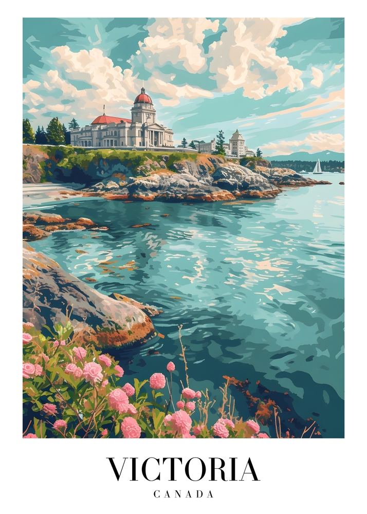 Scenic Coastal Beauty of Victoria, Canada premium reproduction