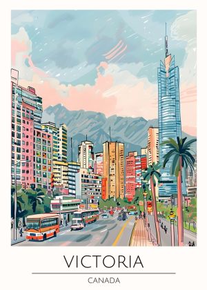 Vibrant Cityscape of Victoria, Canada wall art