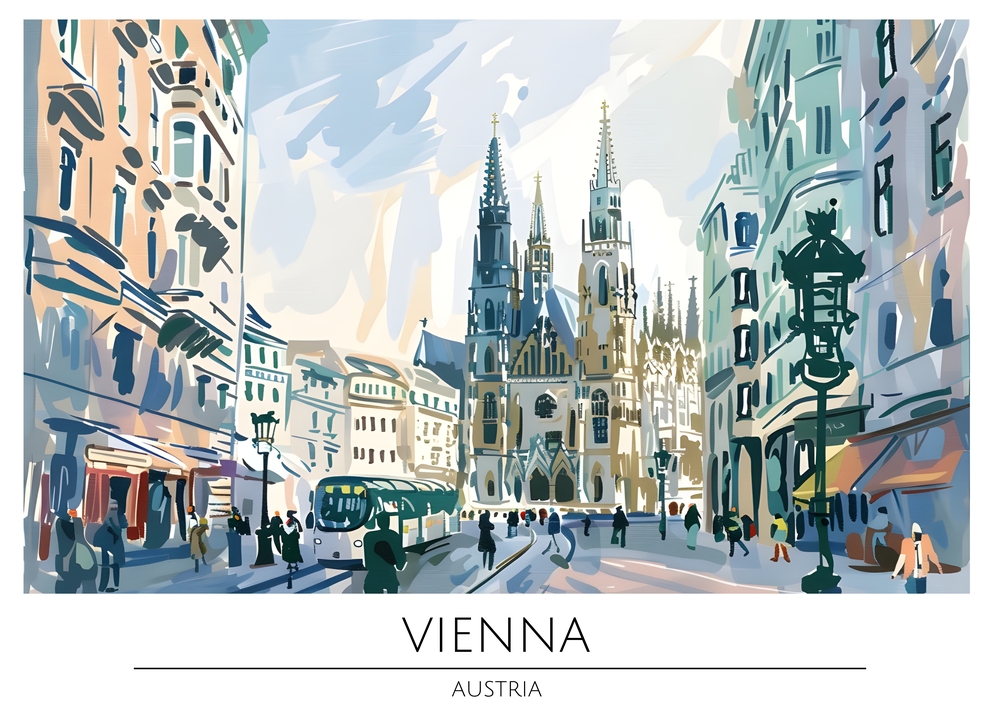 Vibrant Vienna: A Cityscape Masterpiece premium reproduction