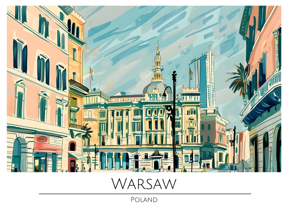 Vibrant Architecture of Warsaw: A Modern Perspective premium reproduction