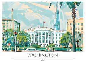 Vibrant Cityscape of Washington, D.C. wall art