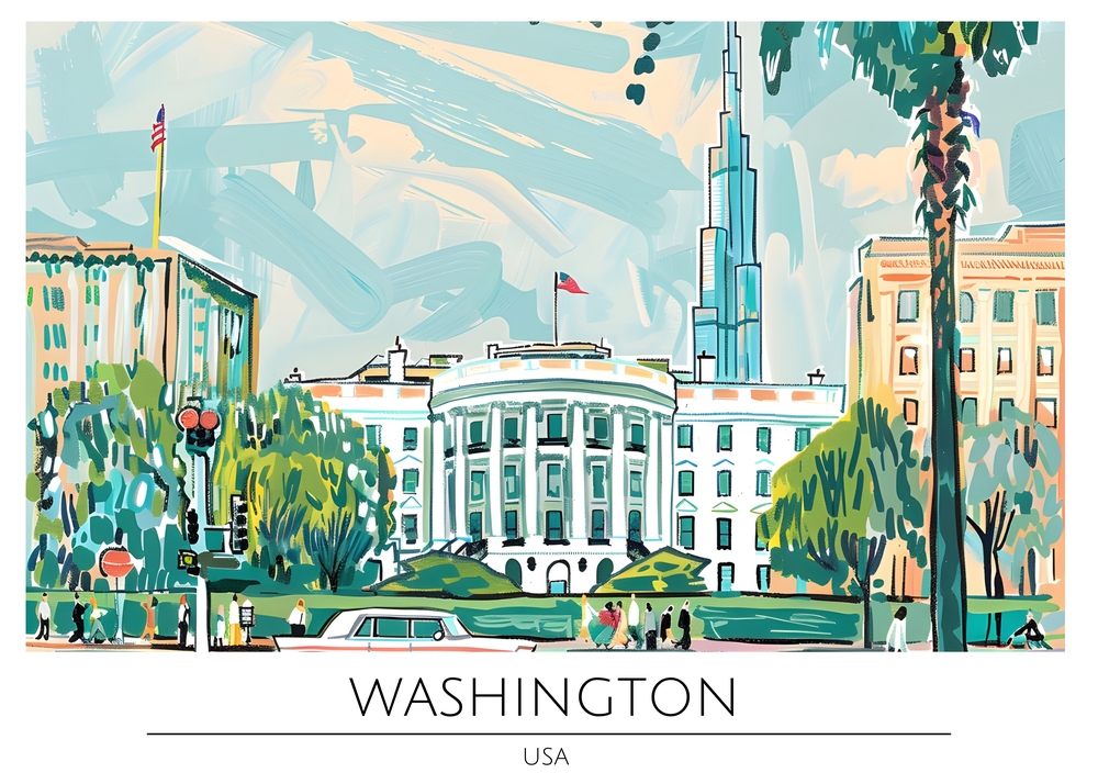 Vibrant Cityscape of Washington, D.C. premium reproduction