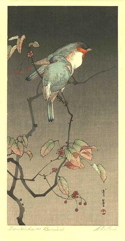 Watanabe Shotei: Blue Birds at Night premium reproduction