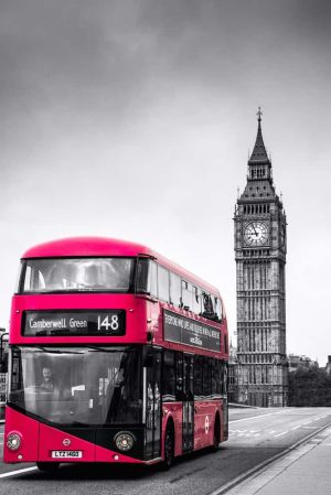 Iconic London: Red Bus and Big Ben wall art