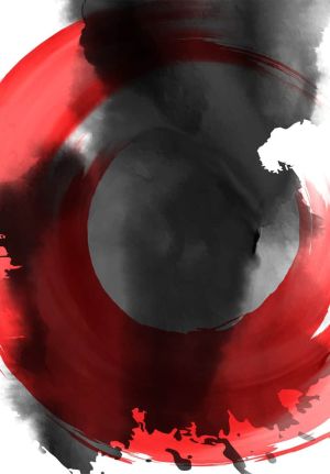 Dynamic Red and White Abstract Painting wall art