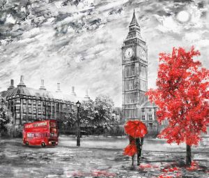 Monochrome London with a Splash of Red wall art