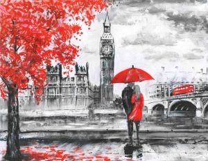 Romantic Stroll in London: A Play of Color wall art