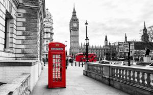 Iconic London: Red Telephone Box and Big Ben wall art