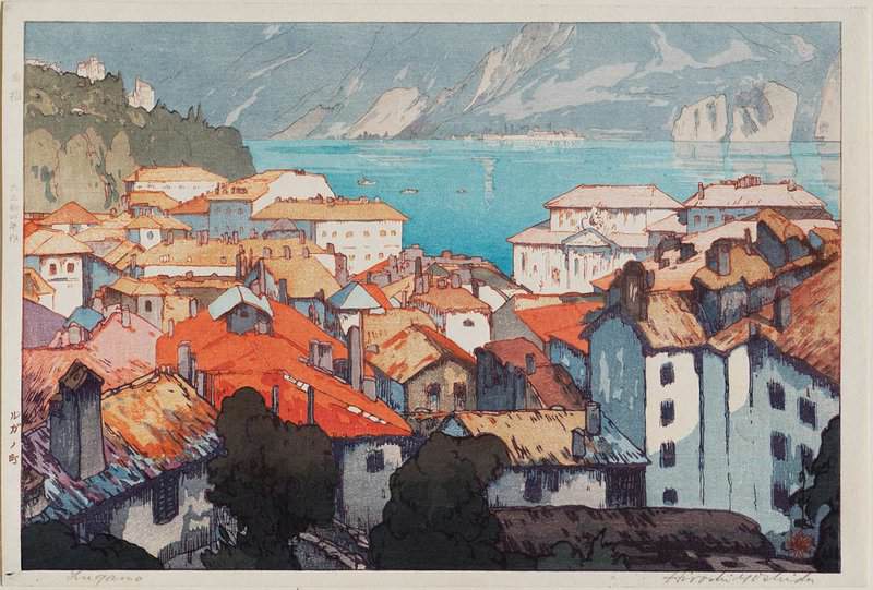 Yoshida Hiroshi's Lugano Landscape, 1925 premium reproduction