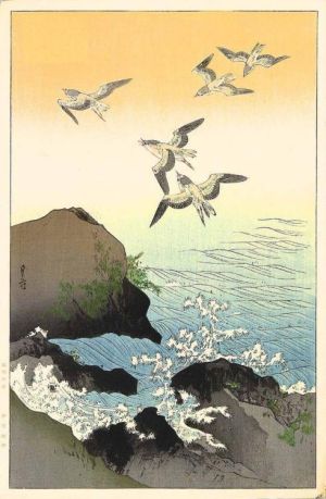 Yoshimoto Gesso: Swallows and Waves, 1930 wall art
