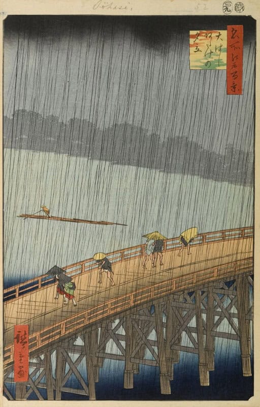 Hiroshige Atake, Sous une averse soudaine, 1857