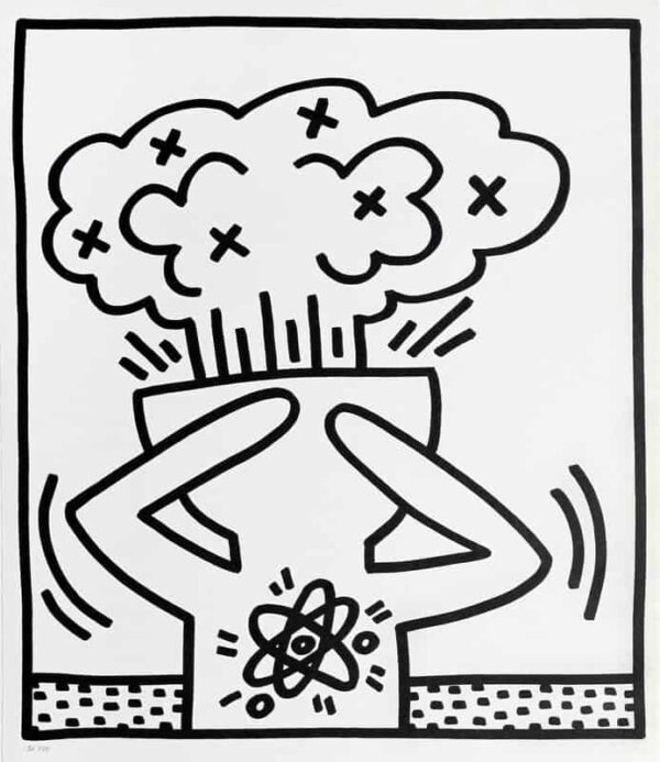 Keith Haring, Untitled 1983 - Atomic bomb in the head