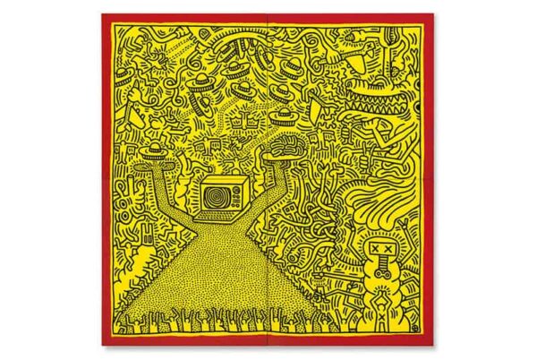 Keith Haring, Untitled - Acrylic on canvas, in four parts